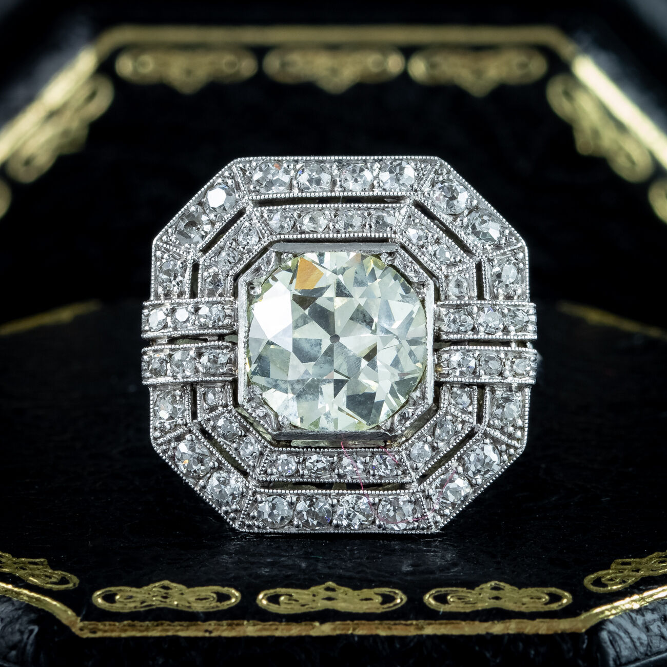 Antique Art Deco Fancy Diamond Cluster Ring 4ct Total